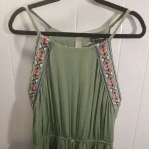 Green Embroidered Sleeveless Dress